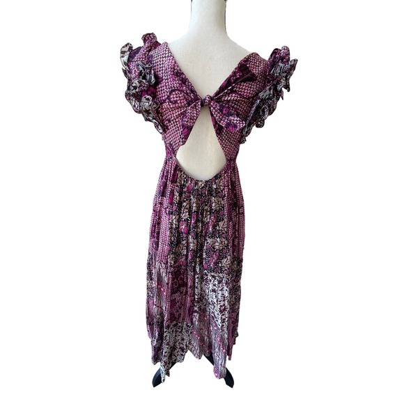 Ulla Johnson Zoya Ruffle Trim Ikat Midi Patchwork Dress Size 8 - Picture 3 of 11